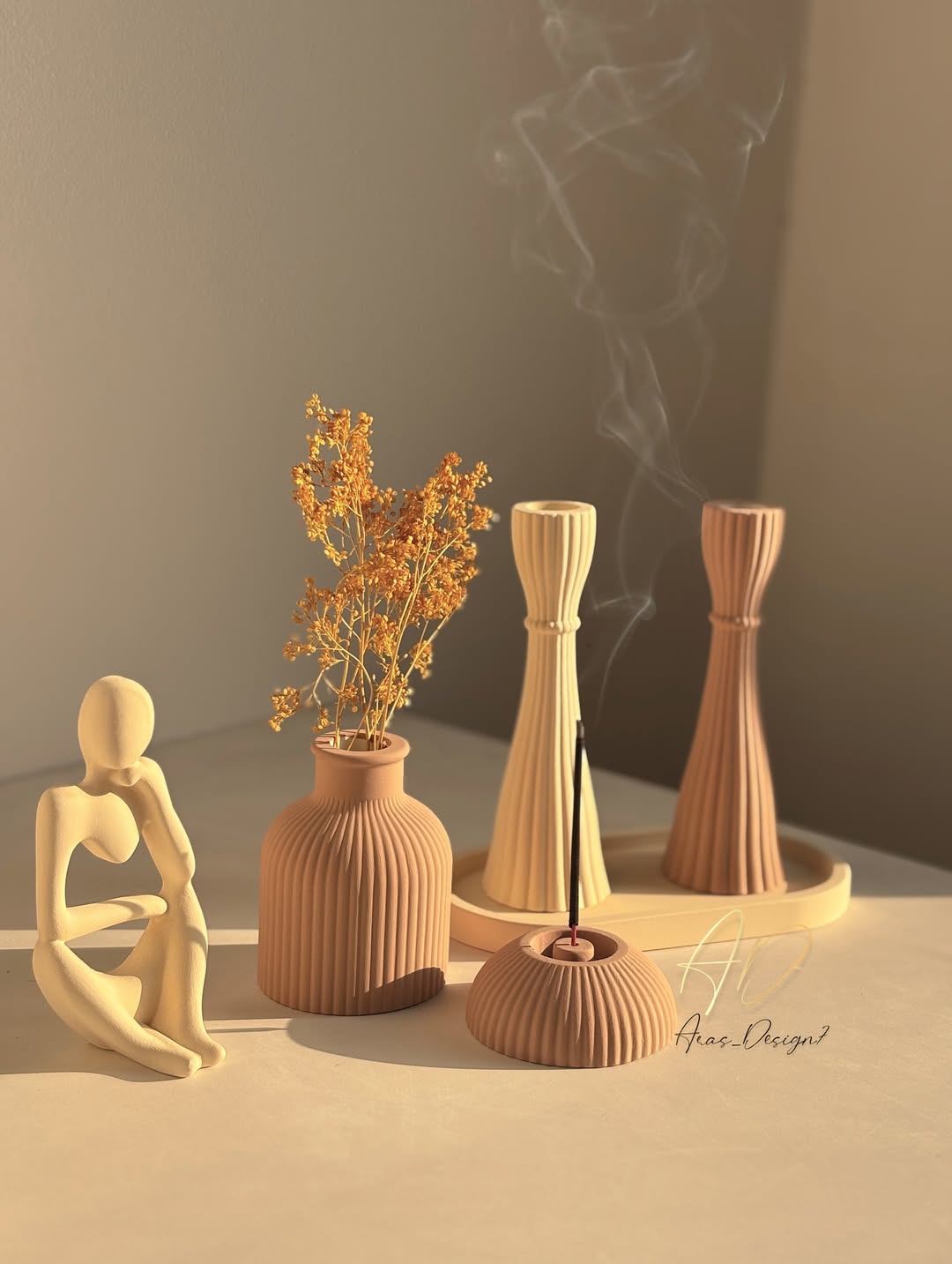 ست دکوری و تزیینی کنسول کرم-قهوه ای