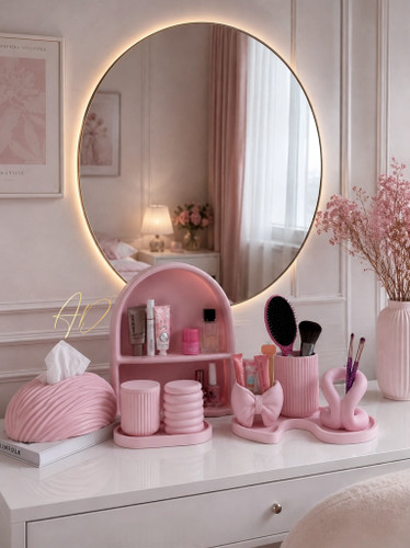 ست نظم دهنده میز آرایش مدرن صورتی پاستیلی